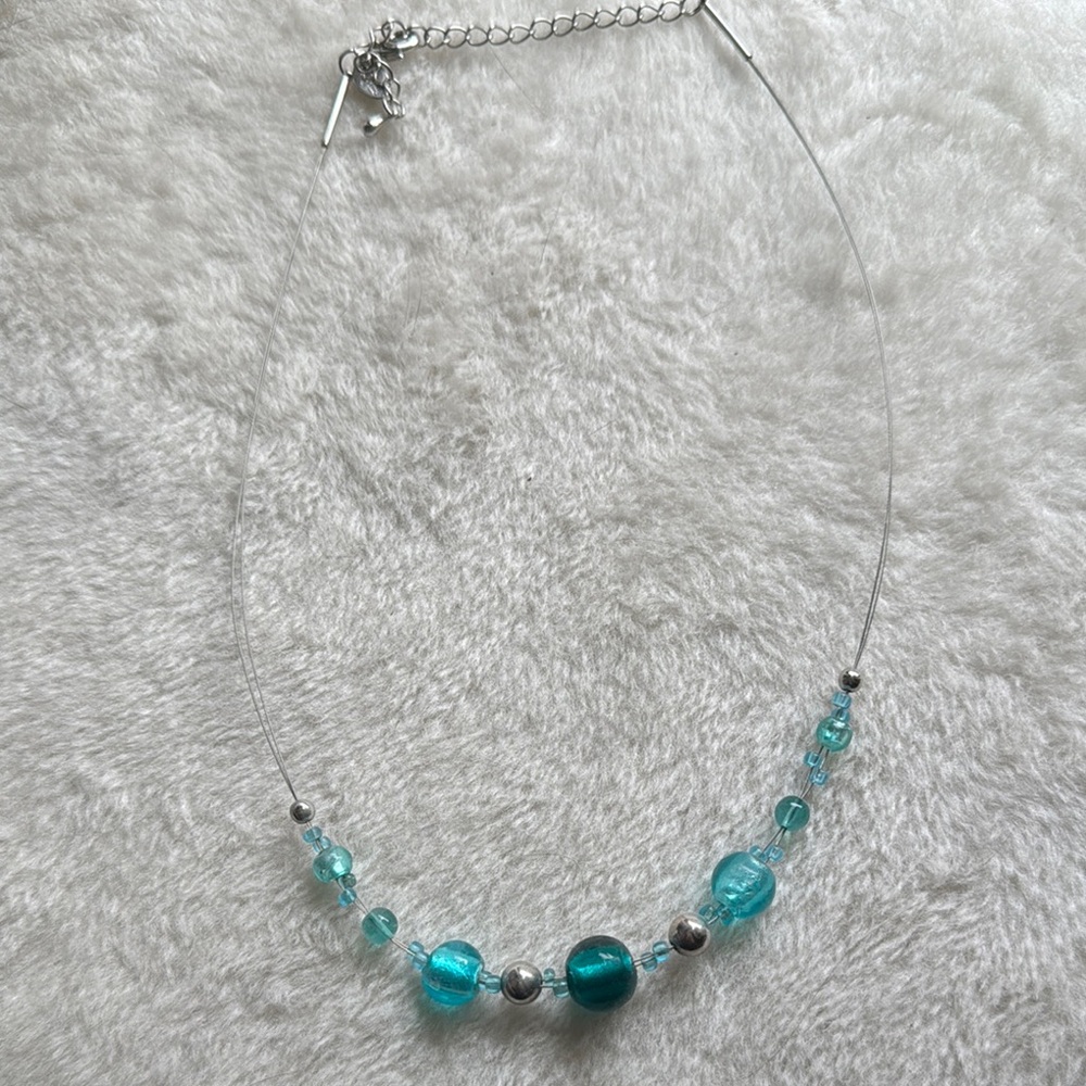 Elegant Silver and Blue Beaded Necklace